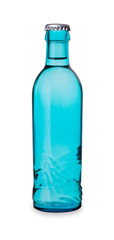blaue Wasserflasche mit Kronkorken
