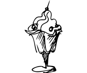The black-and-white image of a sweet dessert