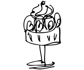 The black-and-white image of a sweet dessert