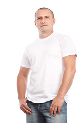 Fototapeta premium Young man with white t-shirt