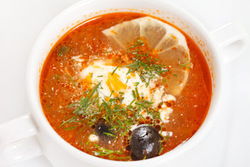 meat soup with lemon
