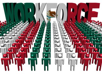 people with workforce Mexican flag text illustration