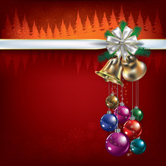 Christmas greeting with decorations and bells