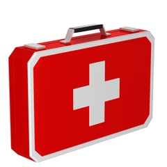 Obraz premium Red first aid case on a white background