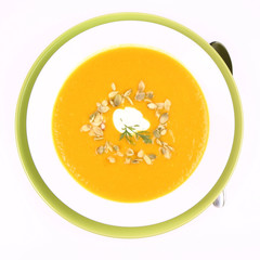 Pumpkin Soup decorated with cream and parsley