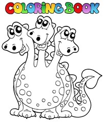 Coloring book three headed dragon
