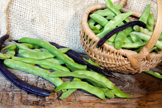 fagiolini con cestino in vimini