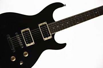 Fototapeta na wymiar Black Guitar Isolated on White