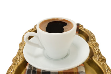 cup of coffee on a tray