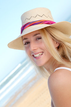 Portrait of beautiful woman at the beach