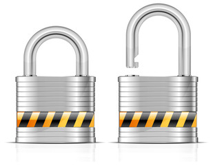 Two metal padlocks