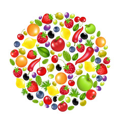 Fototapeta na wymiar Circle From Vegetables And Fruit