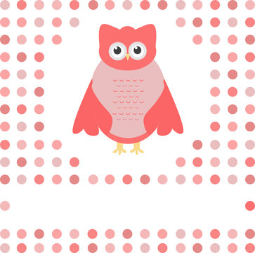 cute owl card. Baby girl arrival announcement card