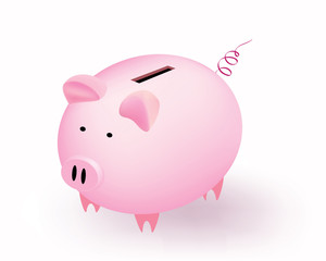 Piggy bank on a white background.