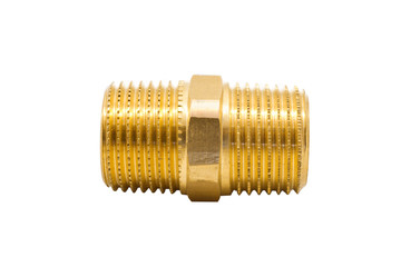 Pipe brass plumbing fitting isolated on white