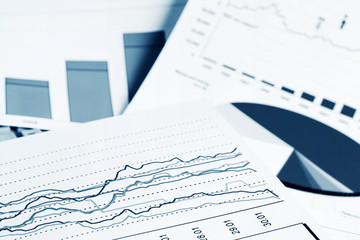 Stock market graphs and charts