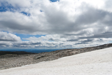Fototapeta na wymiar snow in NOrway during summer