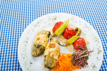 Grilled vegetables served in the plate