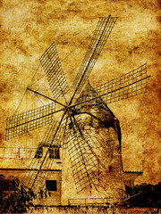 traditional windmill in palma, majorca