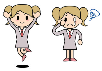 シンプル女性＿喜び悲しみ