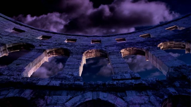 Night clouds over the amphitheatre