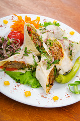 Kebab served in the plate