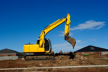 Yellow Excavator At Work