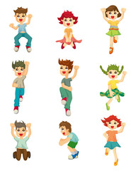 cartoon child jump icons