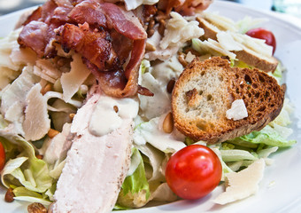 Fresh chicken salad with tomatoes