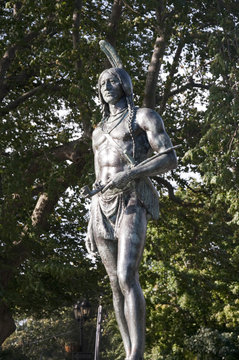 Statue to Massasoit in Plymouth Massachusetts USA