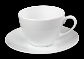 white cup and saucer