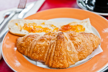 fresh croissan on table ,Delicious!