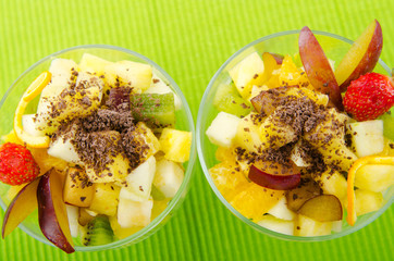 Fruit dessert in the plate