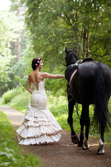 Fototapeta premium Woman and horse