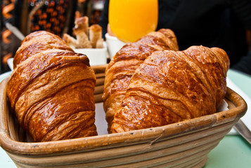 fresh croissan on table ,Delicious!