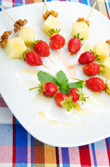 Fruit dessert in the plate