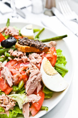Fresh salmon salad with tomatoes