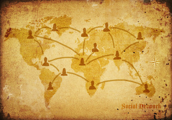 Naklejka premium Globe in space with cyber network