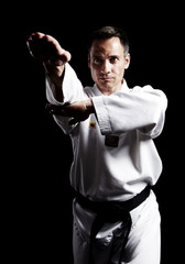Taekwondo, Fingerspitzen Stoß, vor schwarz 3