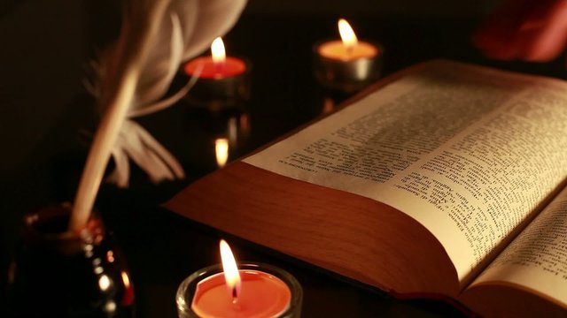 Old bible in half-light