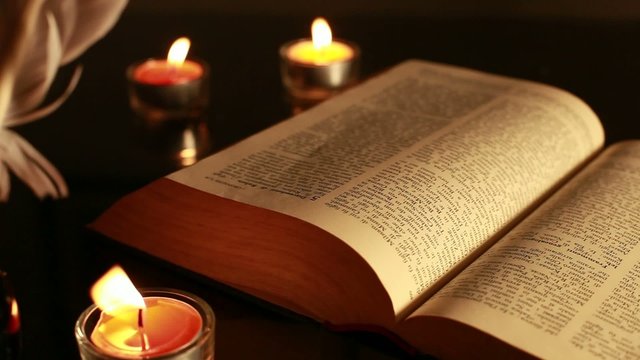 Old bible in half-light