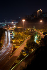 Fototapeta na wymiar Overpass with city night scape,chongqing,china