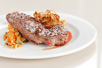 Grilled steak with  vegetables