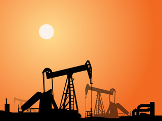 Silhouette of oil pumps, vector illustration