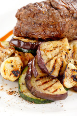 grilled steak with vegetables