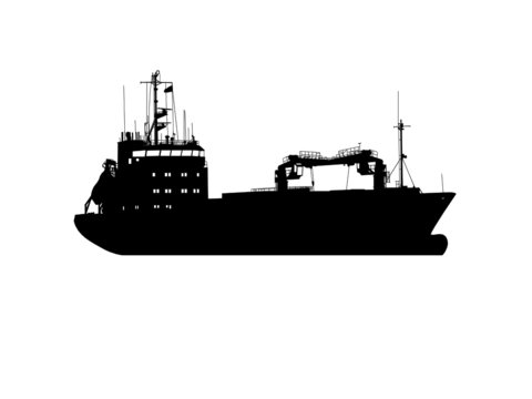 Silhouette of the sea tanker ship