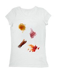 ketchup chocolate coffee wine food stains on a t shirt
