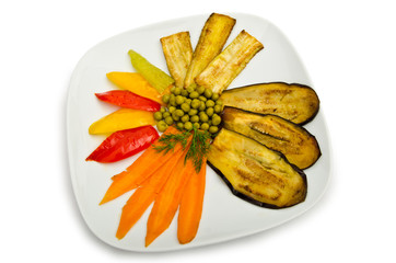 Grilled vegetables served in the plate