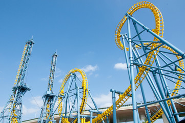 Roller coaster in amusement park