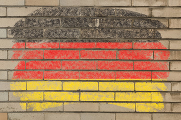 flag of Germany on grunge brick wall painted with chalk